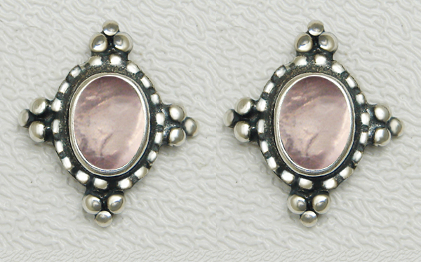 Sterling Silver Little Rose Quartz Drop Post Stud Earrings